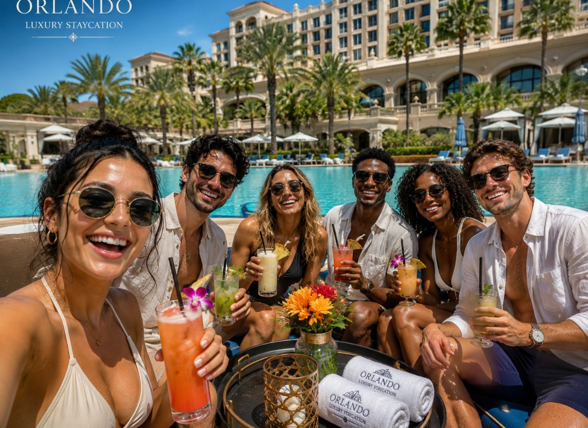 Friends enjoying an Orlando staycation