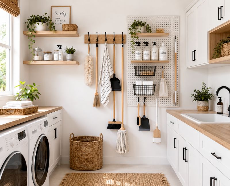 Light-colored modern utility room design

