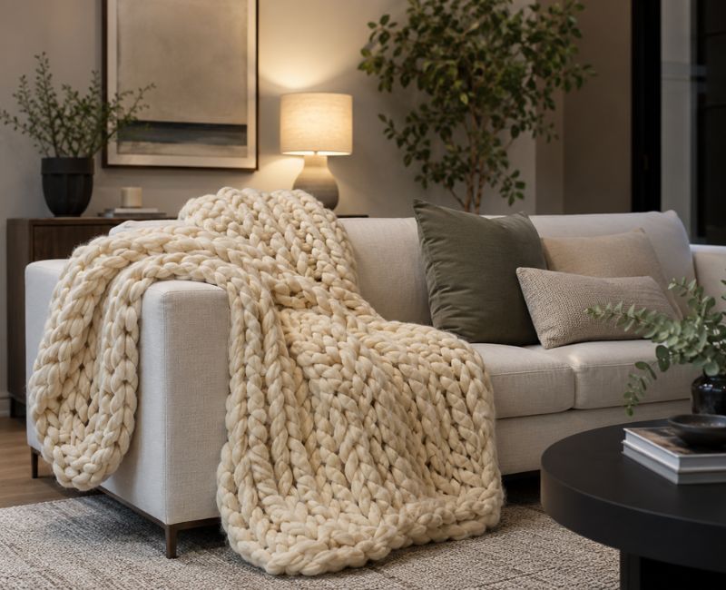 knit throw blanket sofa Cozy 