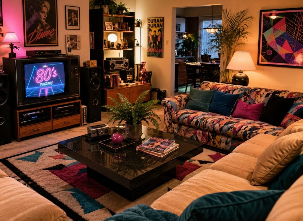 1980s retro living room decor