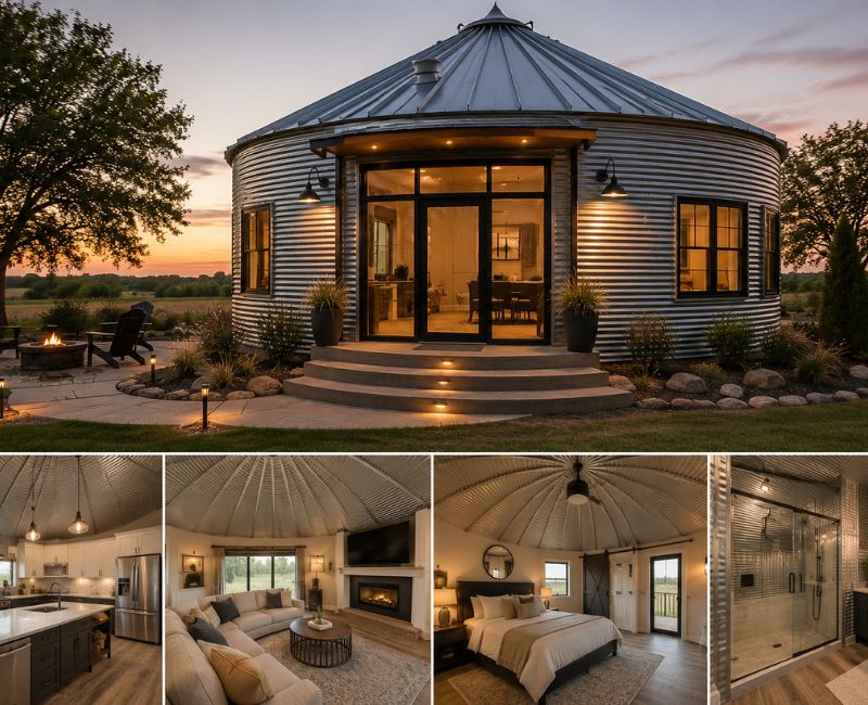Finished luxury grain bin house