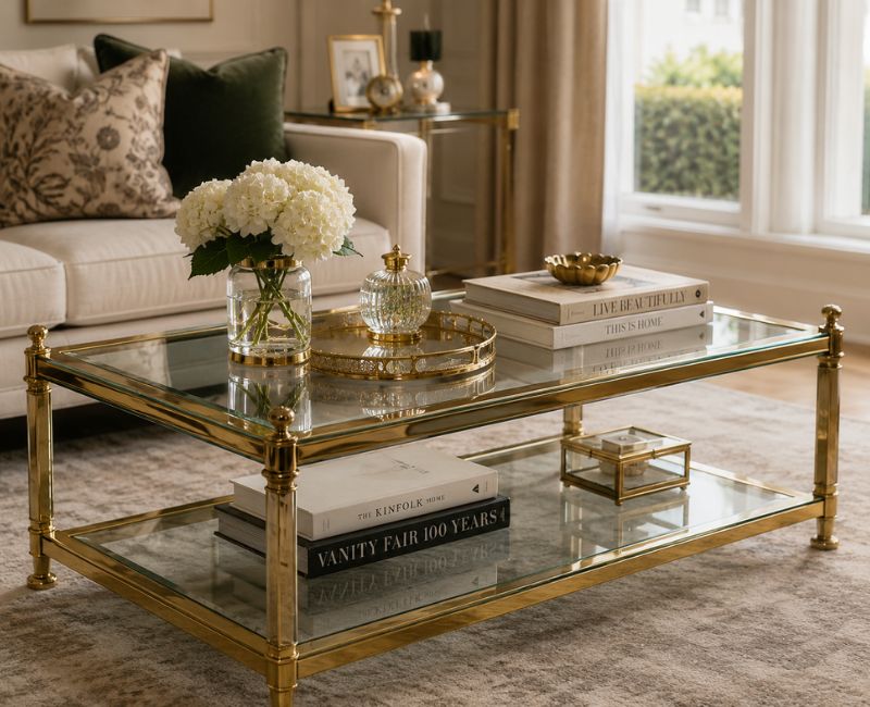 Brass and glass decor


