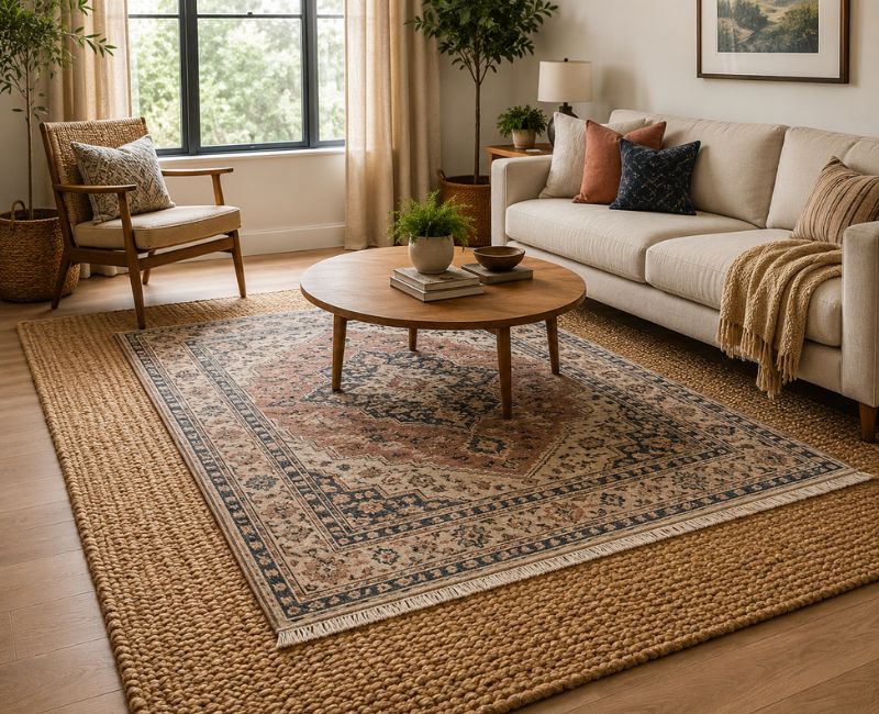 Layered rug ideas for stylish living room decor

