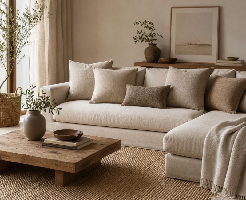 Textured decor in a minimalist living room