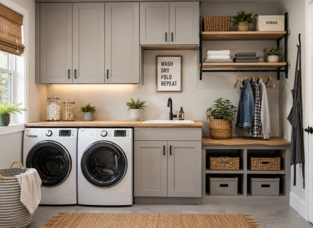 Modern organized utility room with smart storage