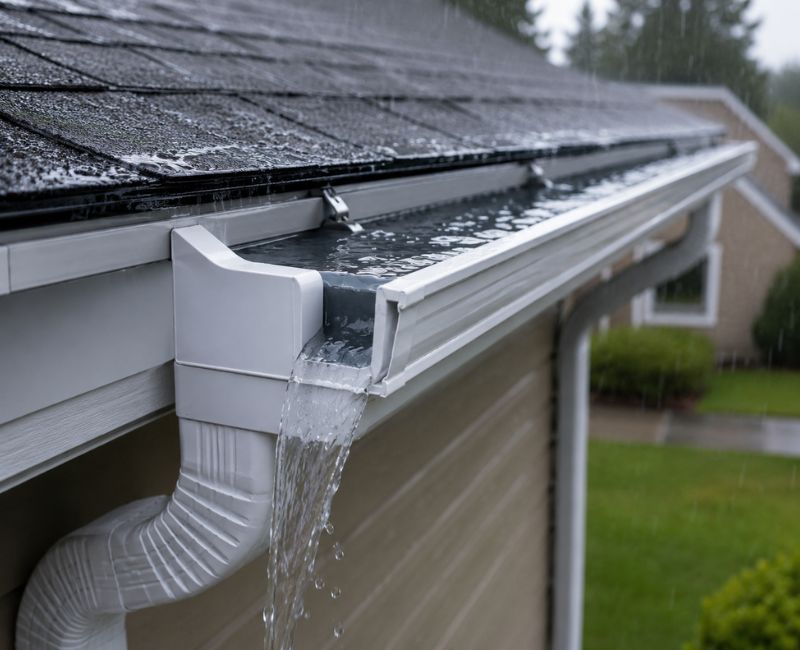 New gutters improving home drainage


