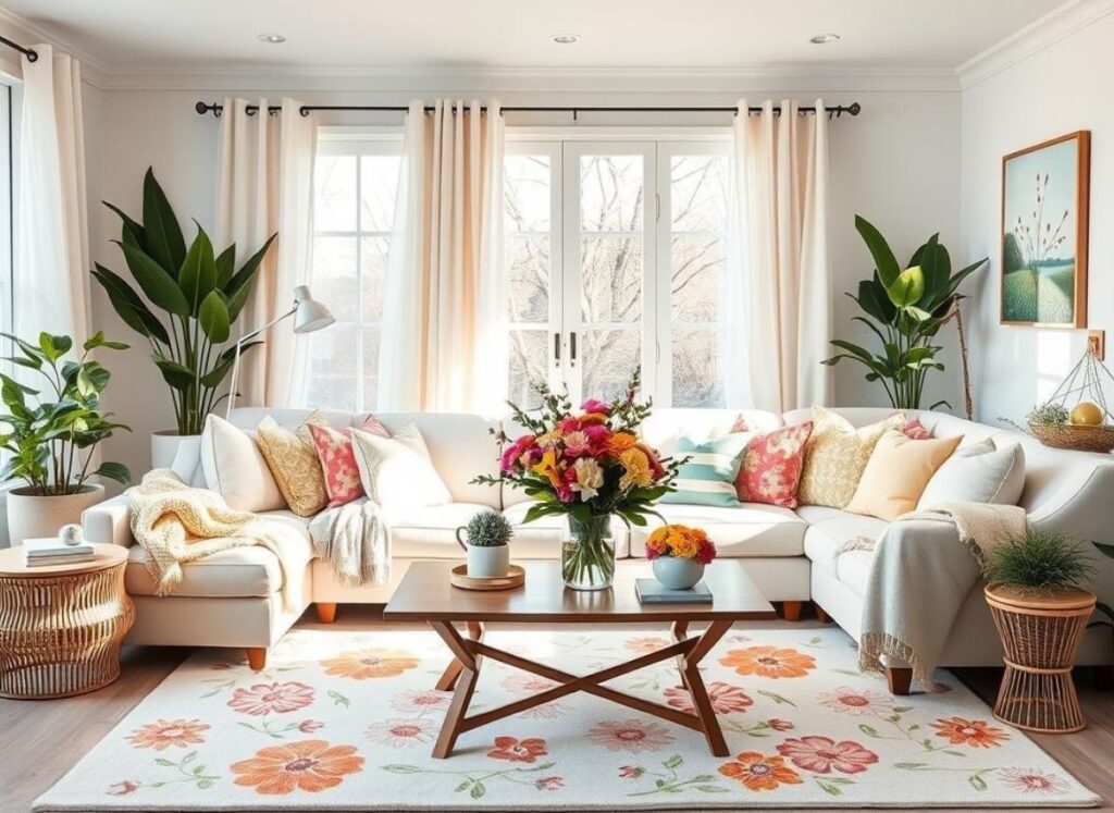 Spring room decor ideas with fresh flowers and natural light