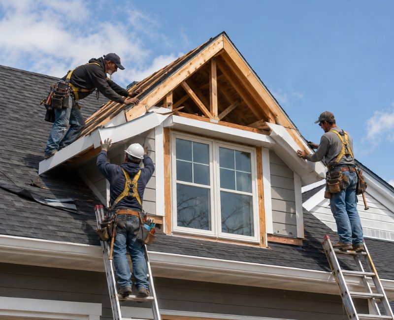 Building a gable dormer roof

