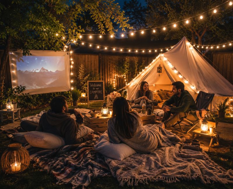 Backyard camping with friends