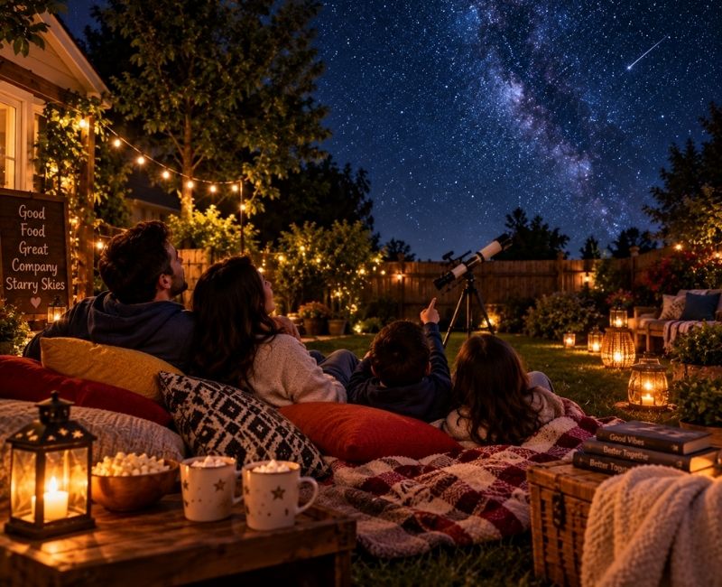 Backyard stargazing staycation
