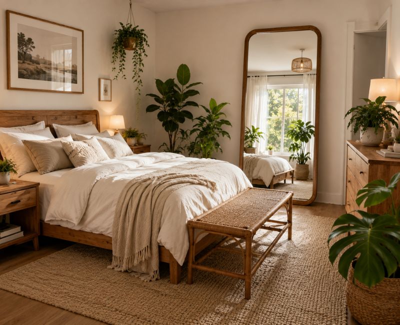 Bedroom mirror and natural light
