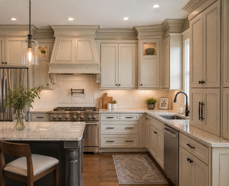 Kitchen cabinets with crown molding

