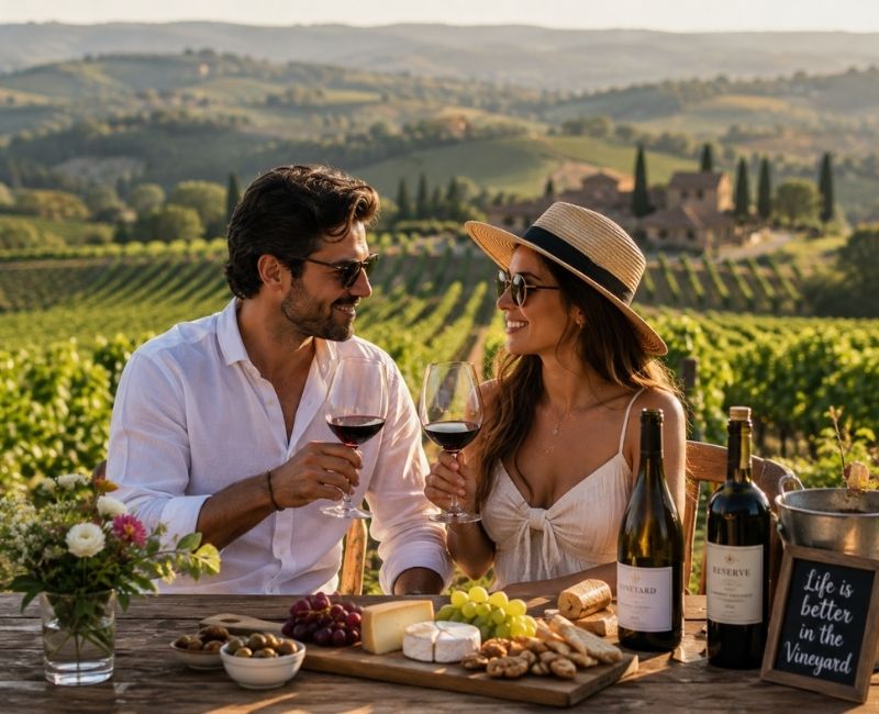 Couple enjoying wine tasting
