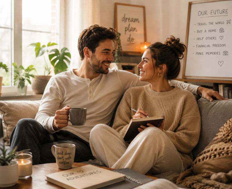  Couple enjoying quality time and planning dreams