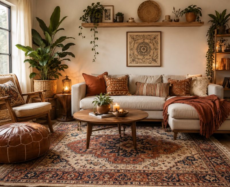 Cozy modern boho living room

