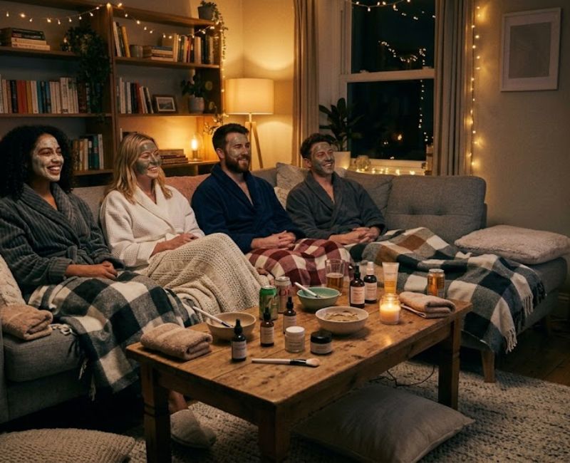  Friends enjoying a relaxing DIY spa

