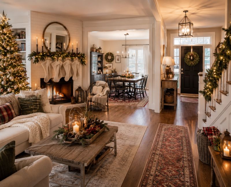 Festive Christmas home interior

