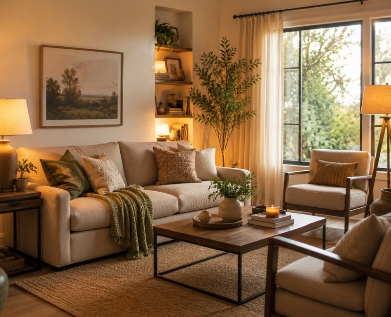 Warm lighting and natural light ideas for a comfortable home
