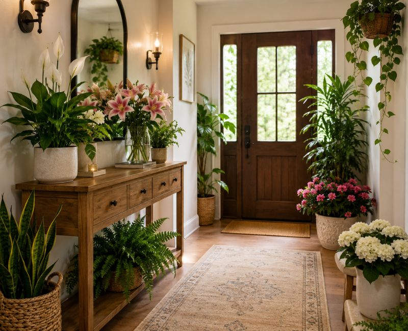 Entryway plants decor

