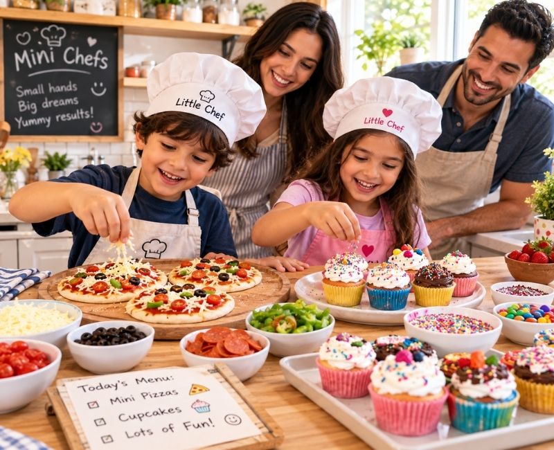  Kids enjoying a cooking challenge
