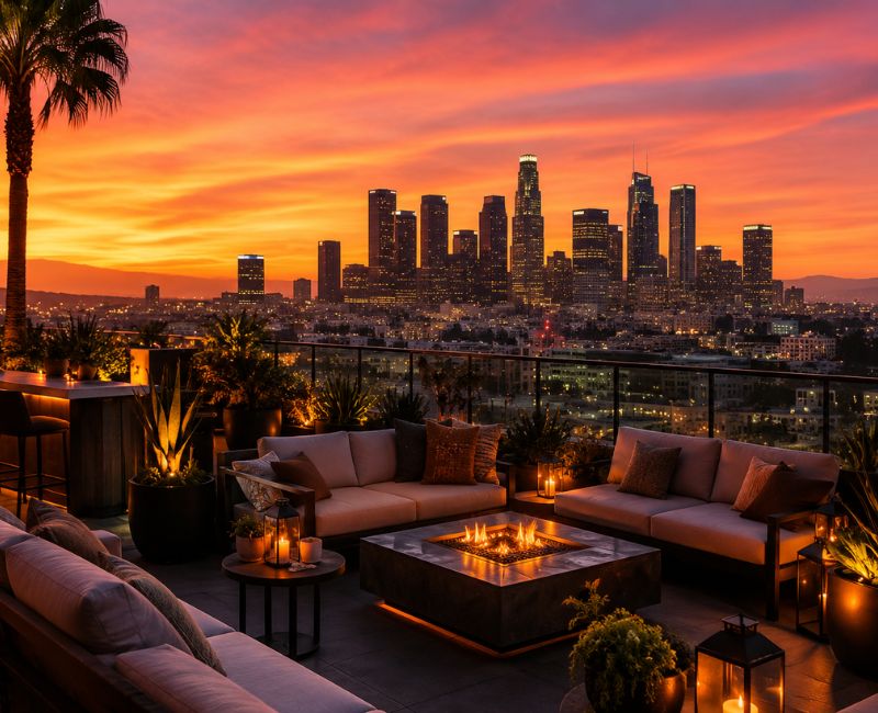 LA rooftop sunset
