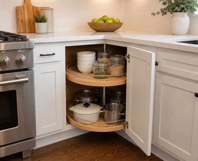 Corner kitchen cabinet storage


