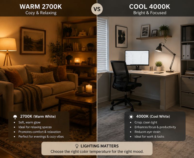 Warm and cool lighting for home interiors