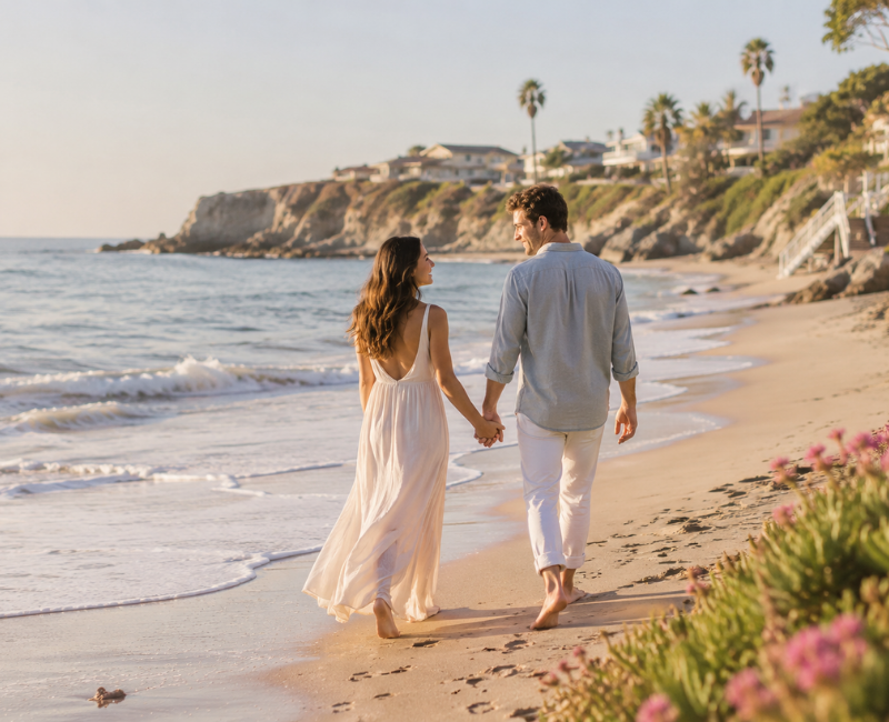  Couple enjoying a beach getaway
