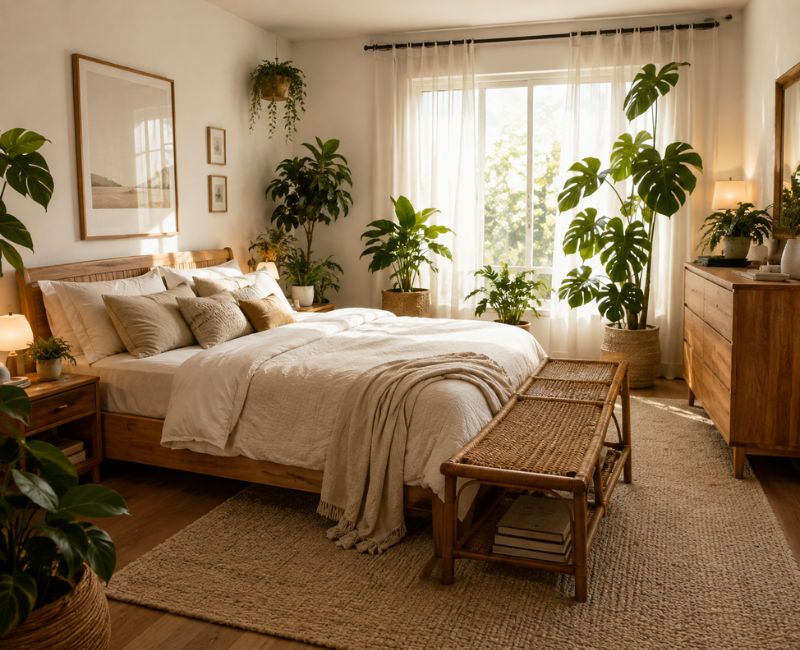 Bedroom with natural elements

