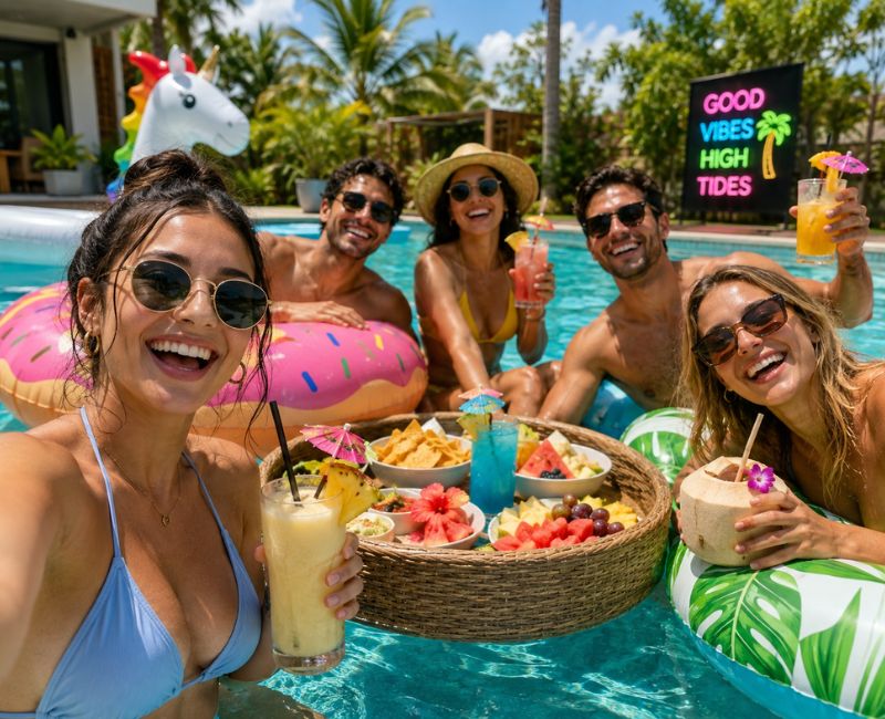Friends enjoying a pool day in Orlando