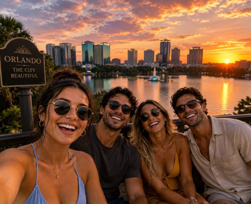 Friends watching an Orlando sunset