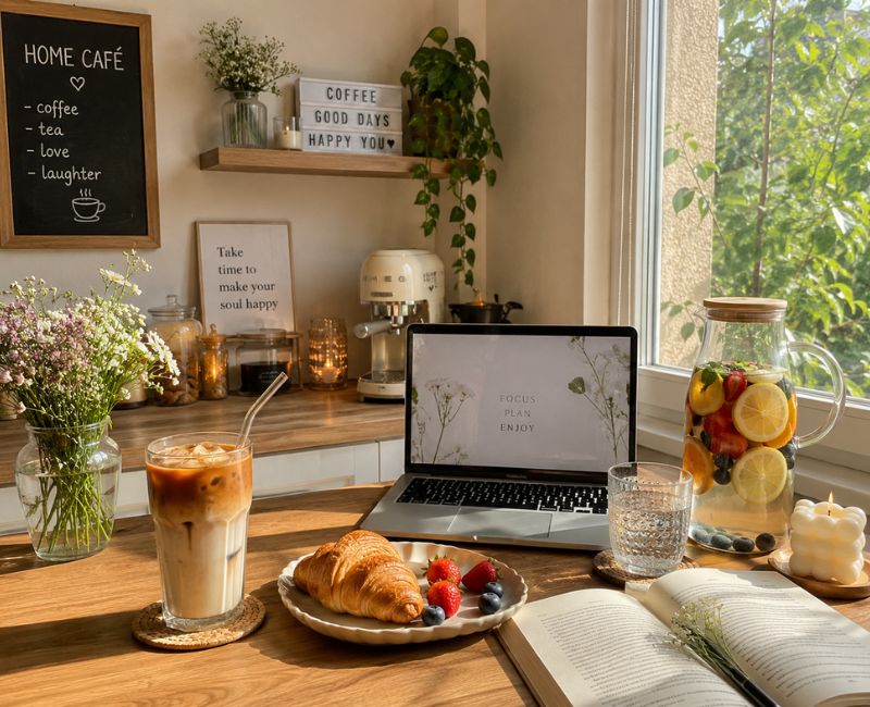 stylish summer home cafe setup