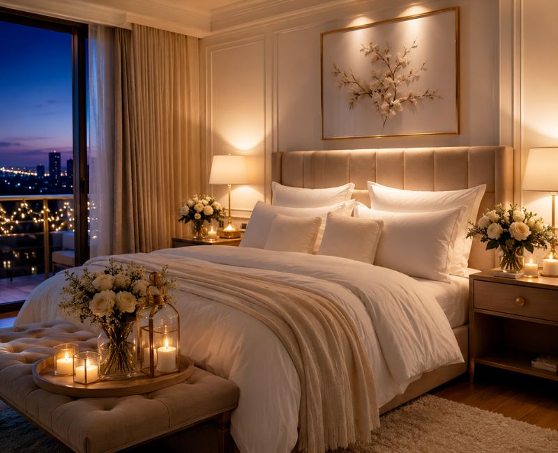  Romantic bedroom staycation setup for couples
