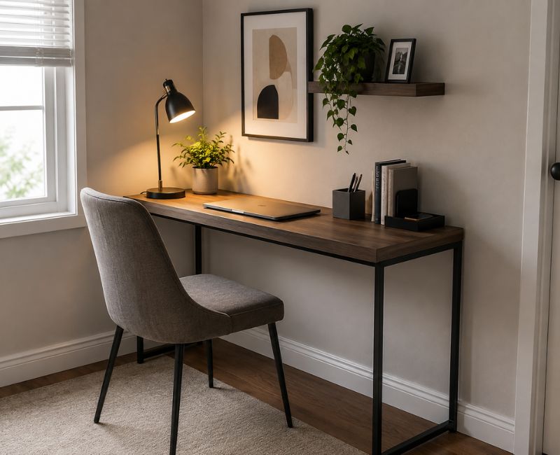 space saving home office desk. How to Decorate a Small Home Office on a Budget?

