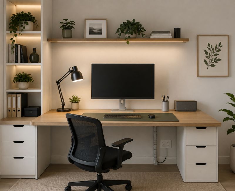 clean study desk setup