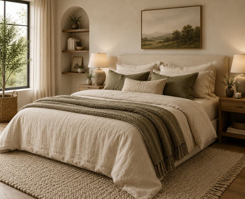 Textured cozy bedroom

