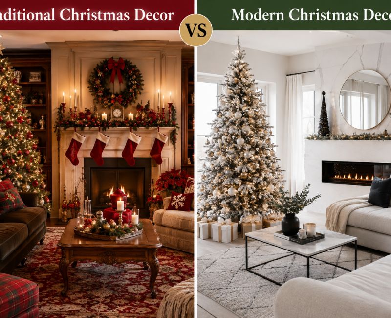 Traditional and modern Christmas decor