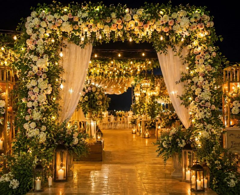 wedding home entrance decorated with flowers. How to Decorate Your Home for a Wedding


