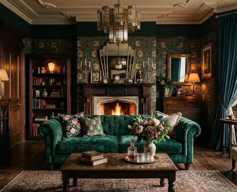 Art Deco Victorian Gothic interior
