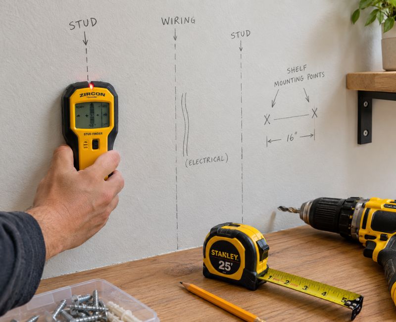 Checking drywall before drilling

