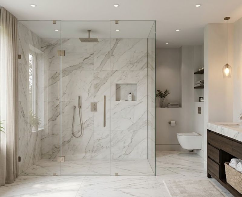Finished frameless shower
