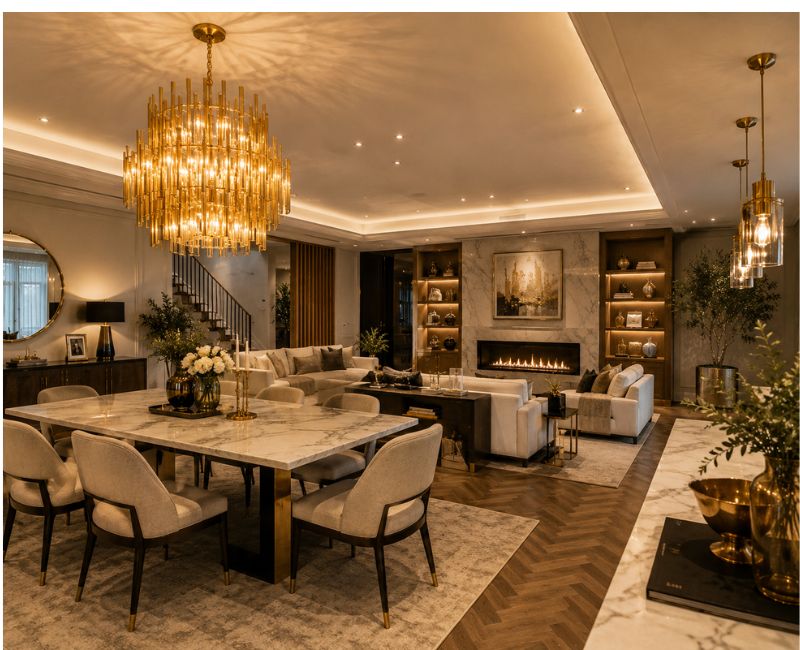 Elegant gold chandelier home
