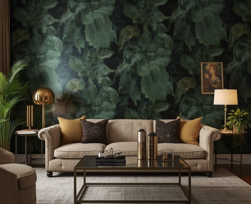 Living room wallpaper feature wall