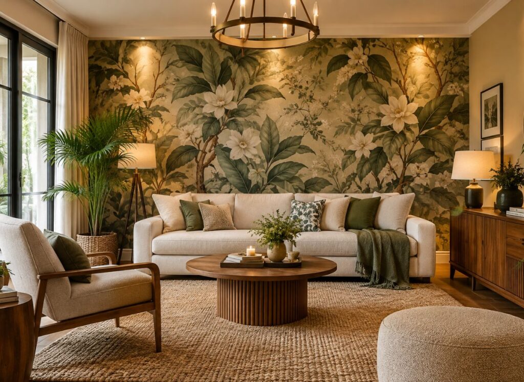 Stylish living room wallpaper decor