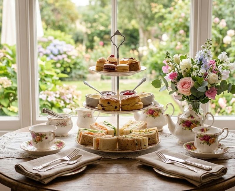 elegant afternoon tea at home