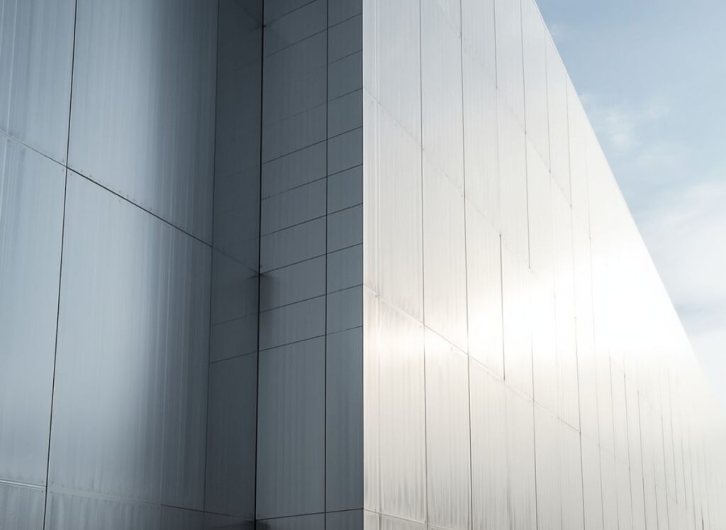 Modern building with aluminum cladding