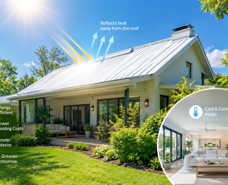Reflective steel roof for energy efficiency
