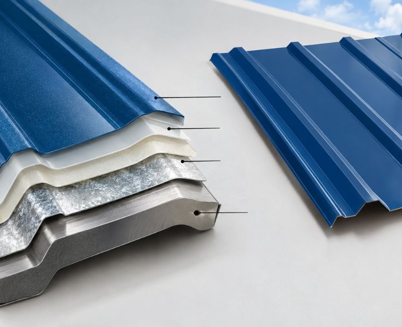  Protective layers of steel roofing
