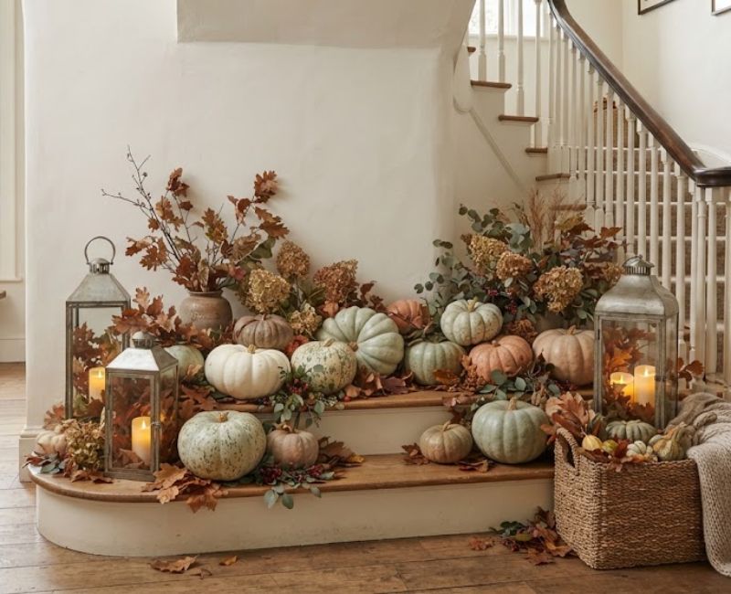 Stylish fall pumpkin display

