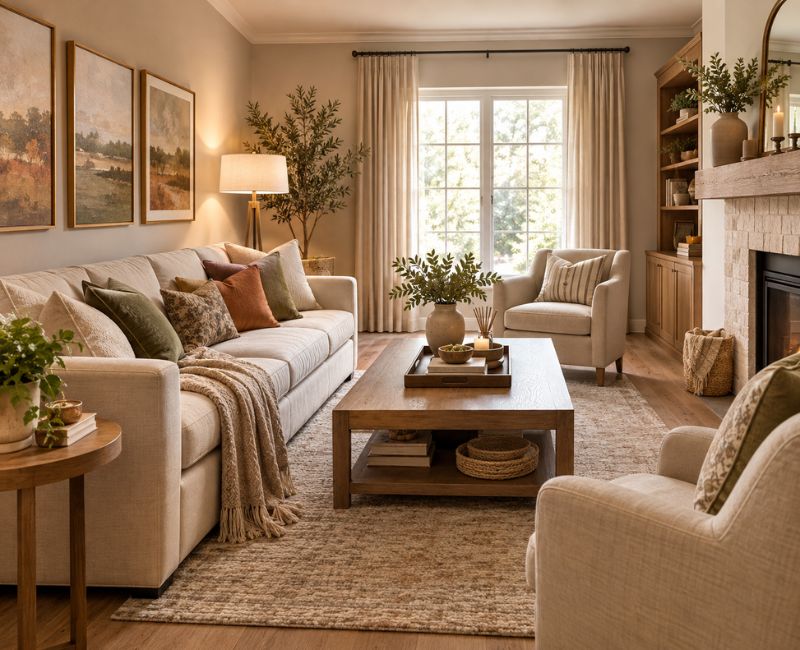 Warm neutral home decor palette
